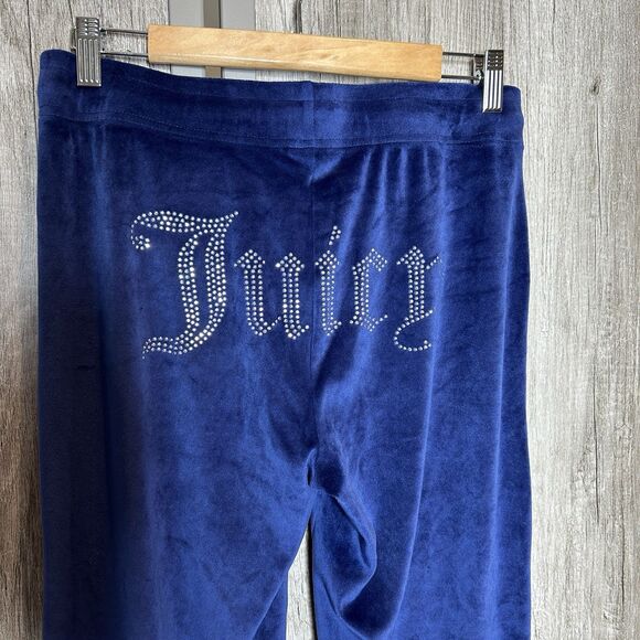Juicy Couture Big Bling Medium Track Sweat Pants Velour Y2K Blue Color - Picture 2 of 6